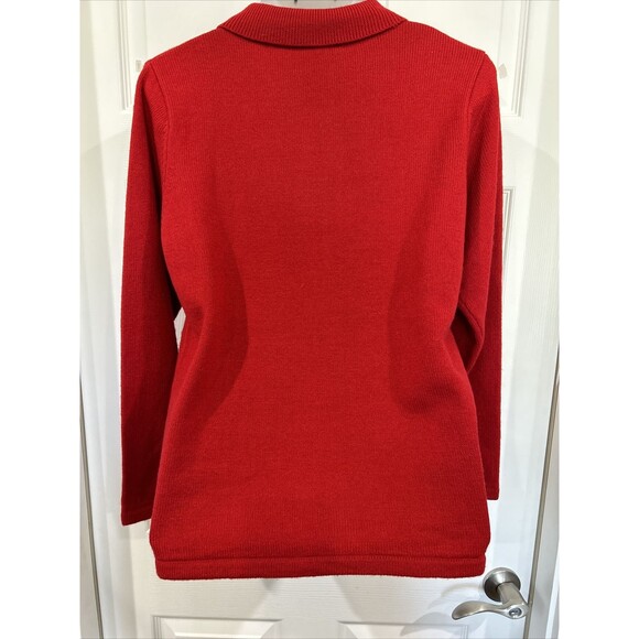 Allison Daley Cardigan Women's M Full Zip Red Christmas Sweater Snow Flakes - Picture 7 of 12